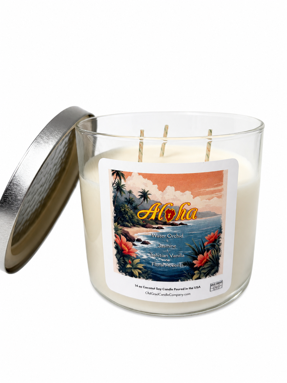 Aloha .... Hau'oli 14 oz Three-Wick Candle